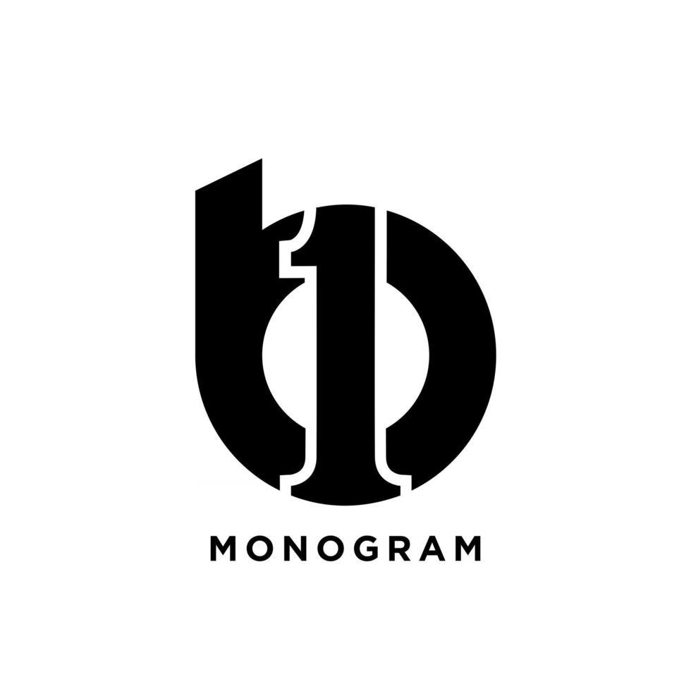 monogram versaler b en 1 första vektor svart logo design