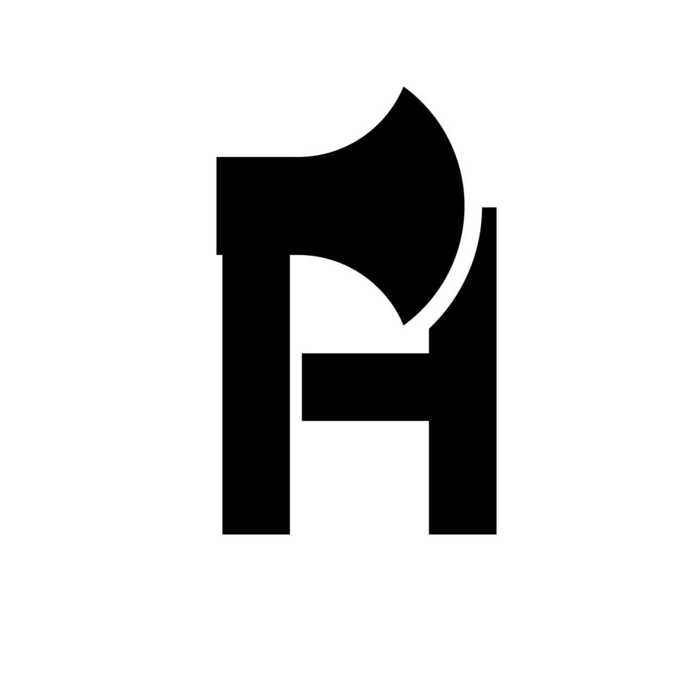Großbuchstabe ha mit Axt Logo Konzept Vorlage Vektor Illustration Design isoliert Hintergrund
