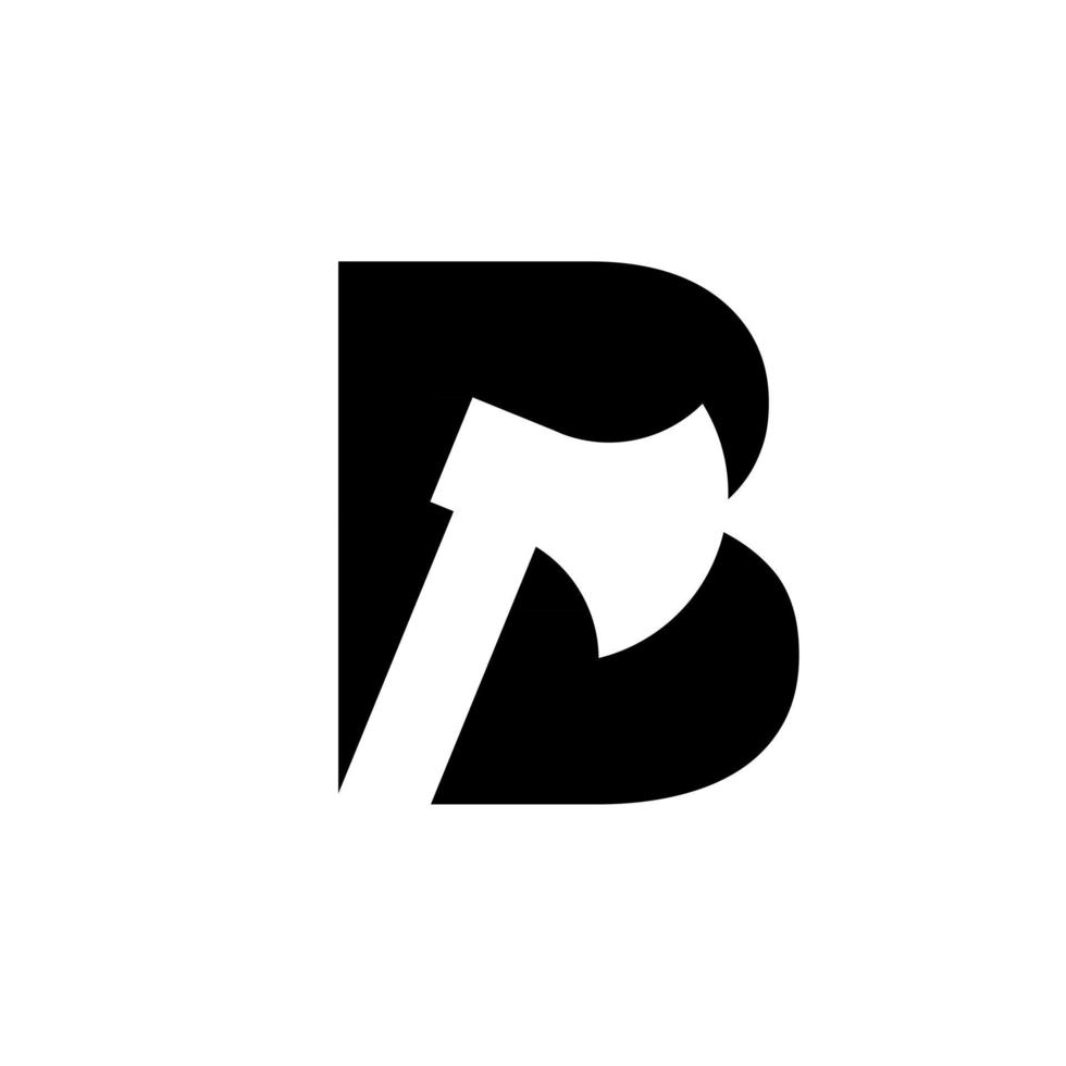 Großbuchstabe b mit Axt Logo Konzept Vorlage Vektor Illustration Design isoliert Hintergrund
