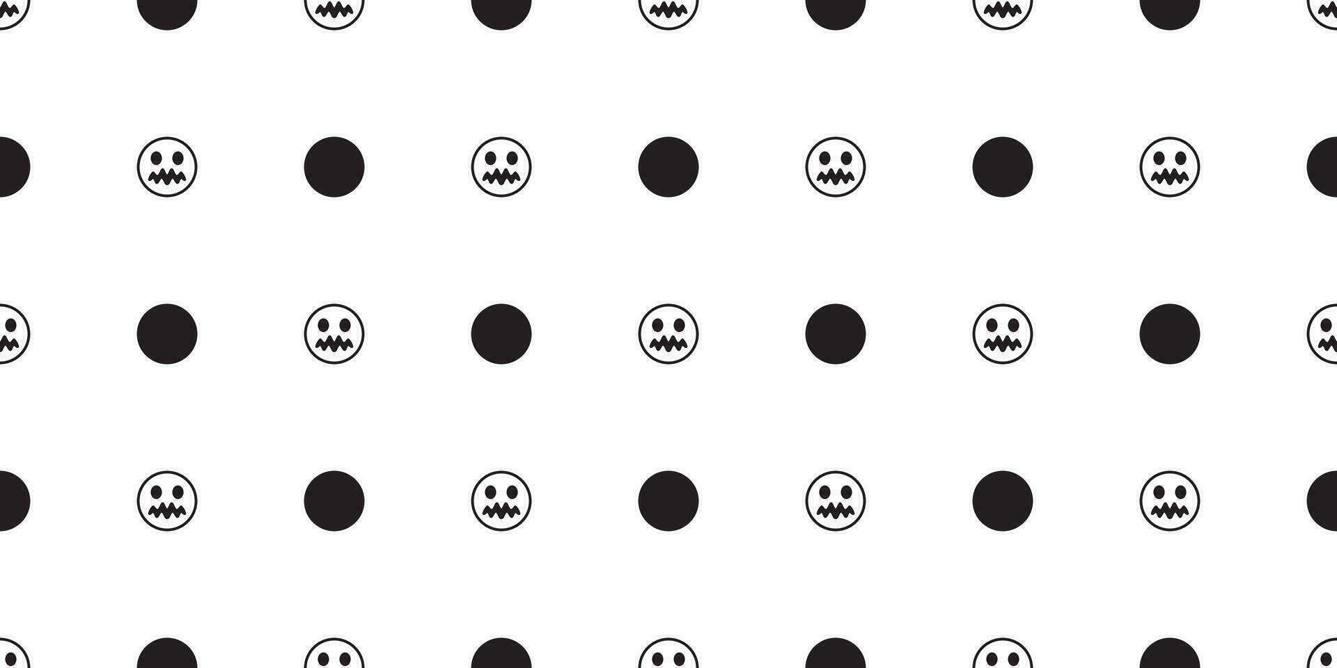 smiley ansikte sömlös mönster vektor emoji ikon halloween skalle spöke scarf isolerat polka punkt upprepa tapet bricka bakgrund tecknad serie illustration klotter design