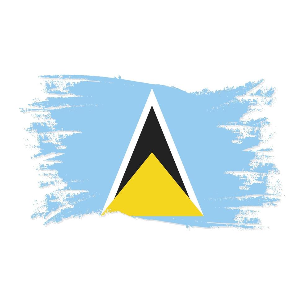 Saint-Lucia-Flagge mit Aquarellpinsel-Stil-Design-Vektor vektor