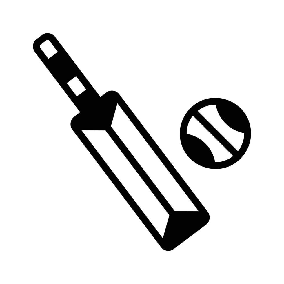 fladdermus och boll, väl designad ikon av cricket, isolerat på vit bakgrund vektor