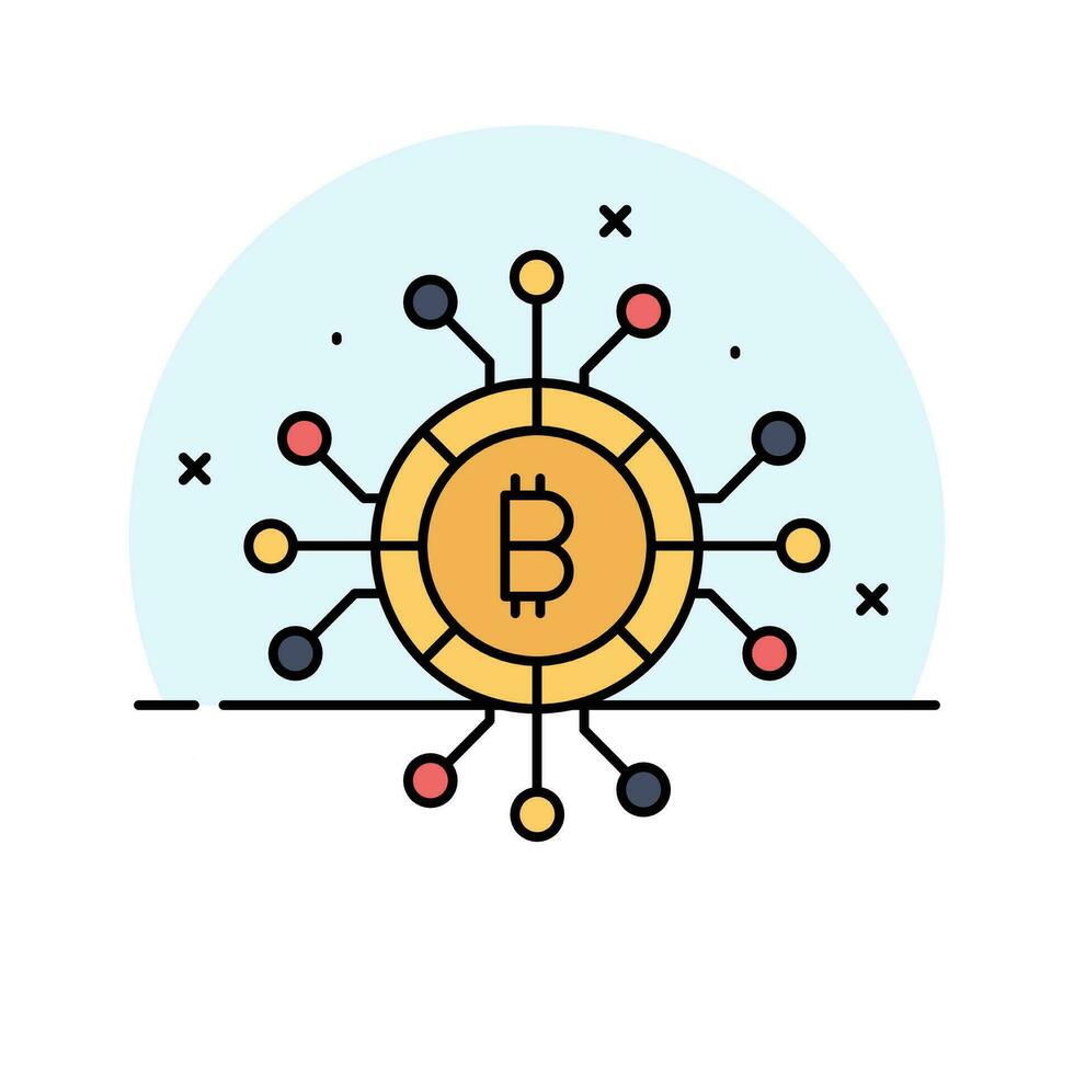 Kryptowährung Münze Vektor Design, Bitcoin Symbol im modern Stil