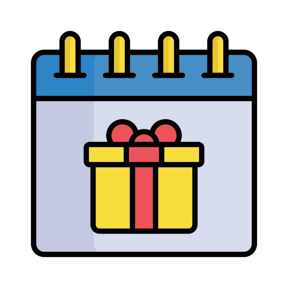 gåva låda på kalender som visar begrepp vektor av födelsedag kalender