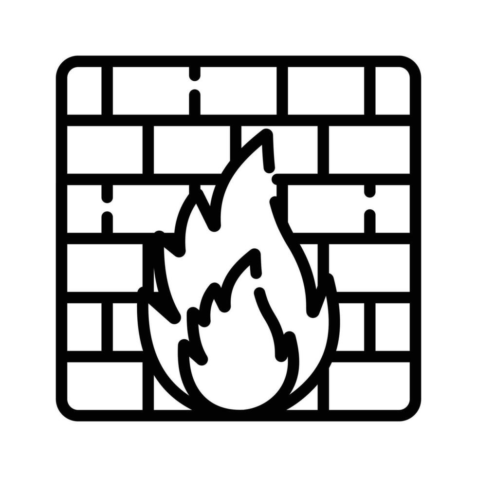 Ziegel Mauer Feuer Flamme. Symbol von Virenschutz. Zeichen von Netzwerk Virus Attacke Schutz und Verteidigung System vektor