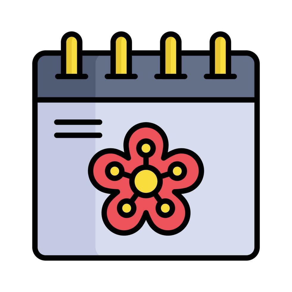 Blume auf Kalender bezeichnet Konzept Vektor von Frühling Kalender im editierbar Stil