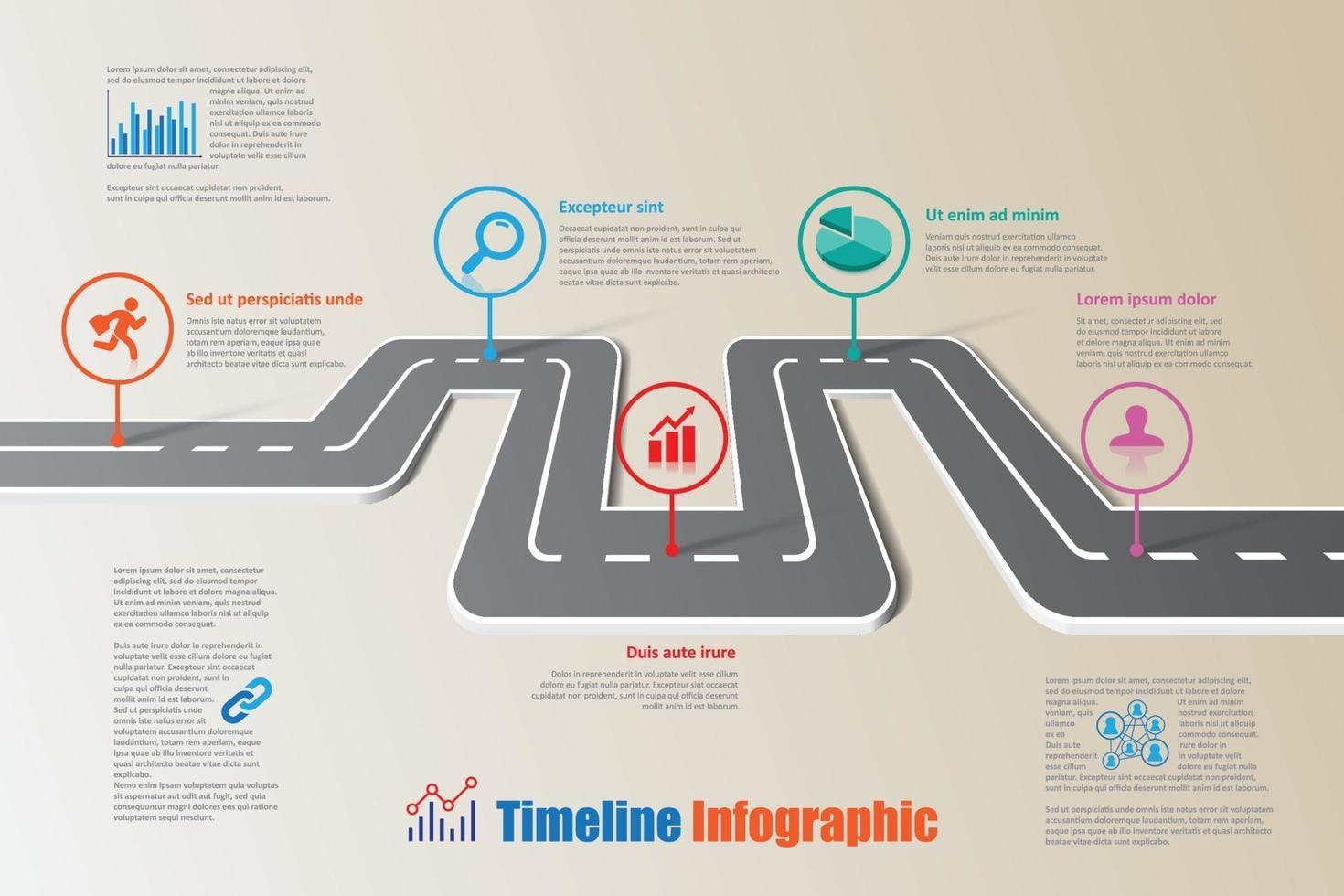 Business Roadmap Timeline Infografik Vorlage mit Zeiger point vektor