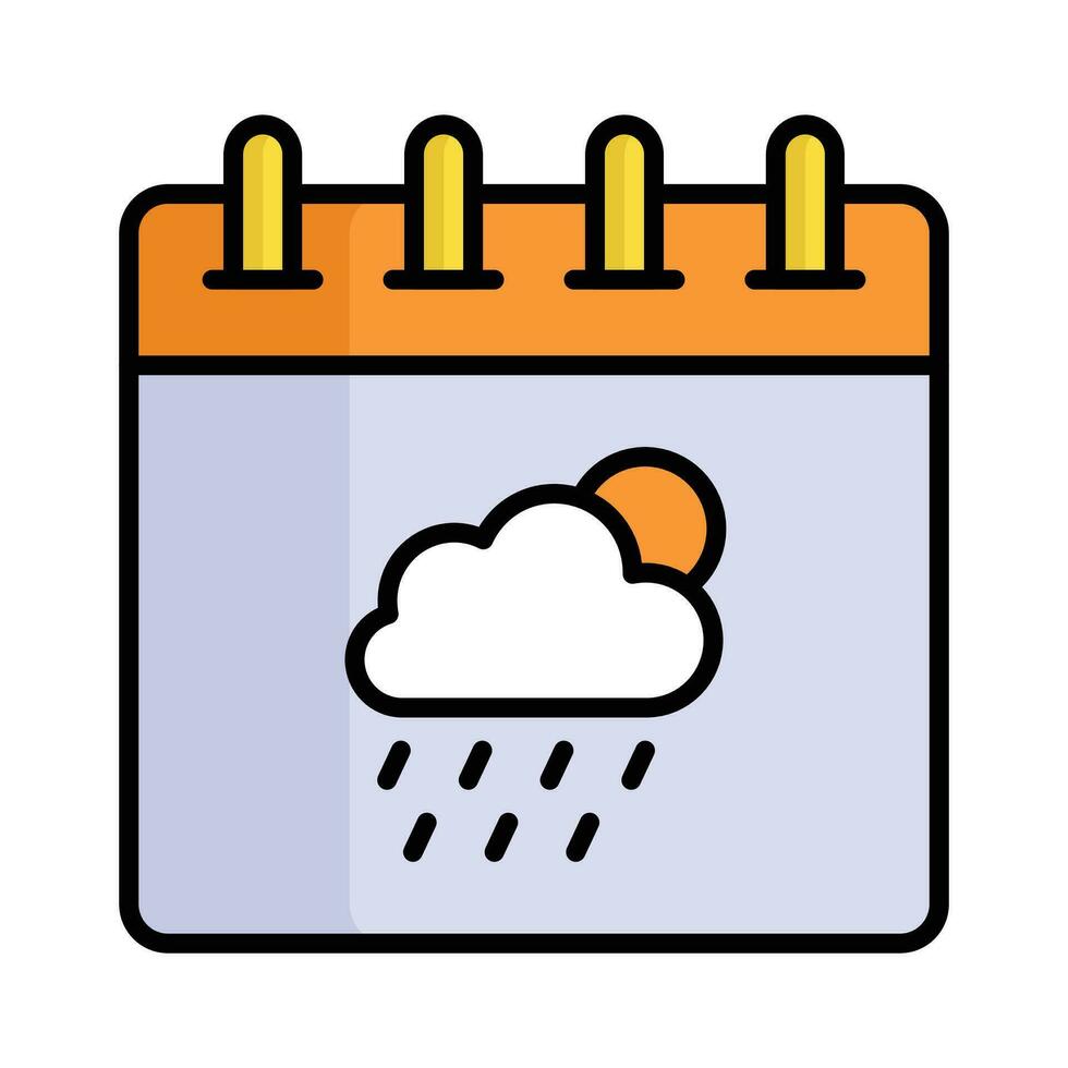 Wolke und Sonne mit Kalender zeigen Konzept Symbol von Wetter Kalender vektor