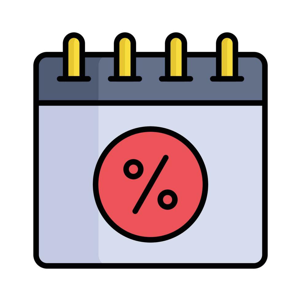 Prozentsatz auf Kalender bezeichnet Konzept Symbol von Beförderung Datum vektor