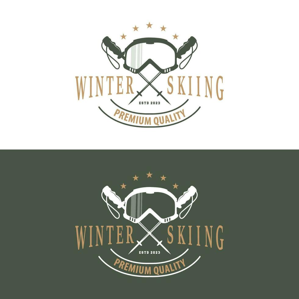 Ski Sport Logo, Winter Schnee Sport Design retro Jahrgang Vektor Illustration