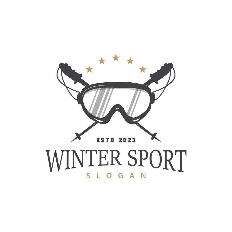 Ski Sport Logo, Winter Schnee Sport Design retro Jahrgang Vektor Illustration