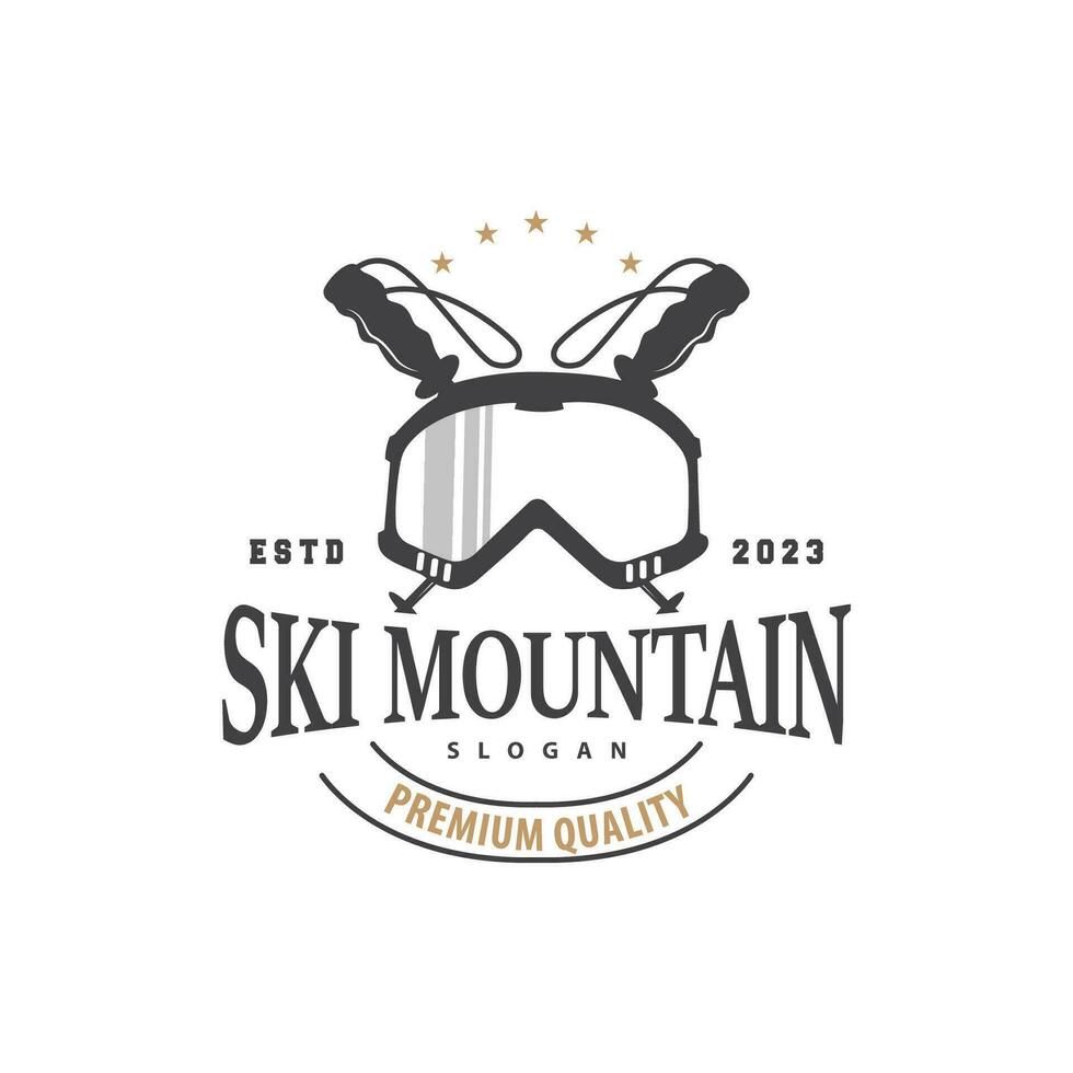 Ski Sport Logo, Winter Schnee Sport Design retro Jahrgang Vektor Illustration