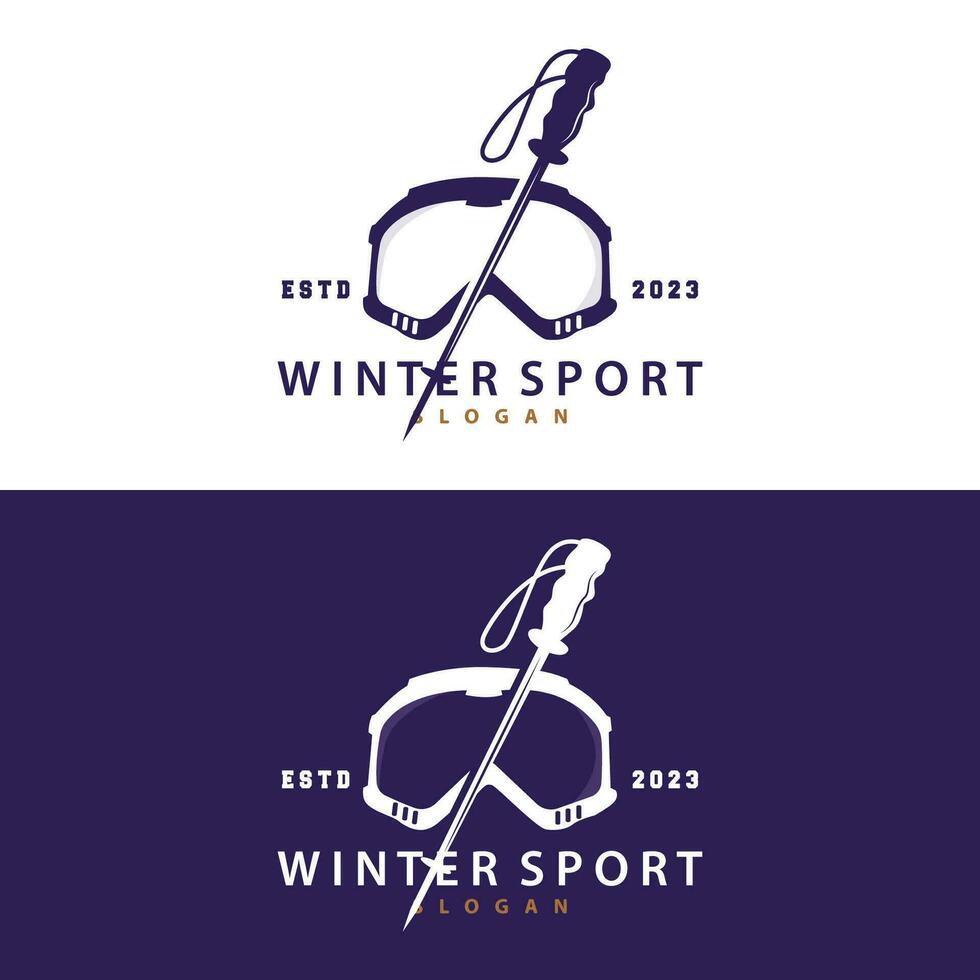 Ski Sport Logo, Winter Schnee Sport Design retro Jahrgang Vektor Illustration