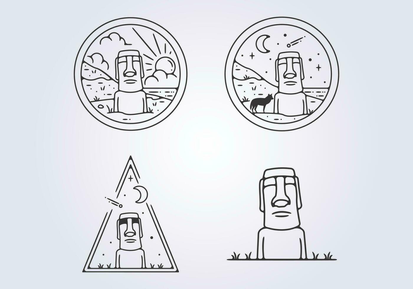einstellen gebündelt von Ostern Insel Logo Vektor Illustration Design, Moai Statue ikonisch Symbol Vorlage Grafik Design
