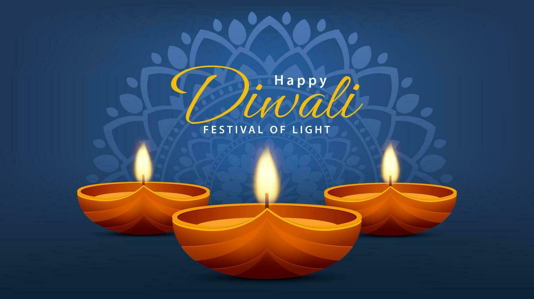 Lycklig diwali firande bakgrund. festival av lampor baner med upplyst olja lampor dekoration. Semester hälsning kort. vektor illustration