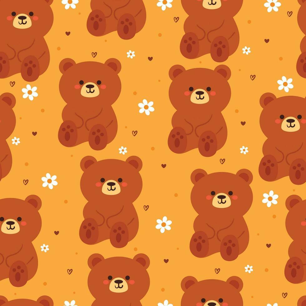 nahtlos Muster Karikatur Bären. süß Tier Hintergrund Illustration zum Geschenk wickeln Papier vektor