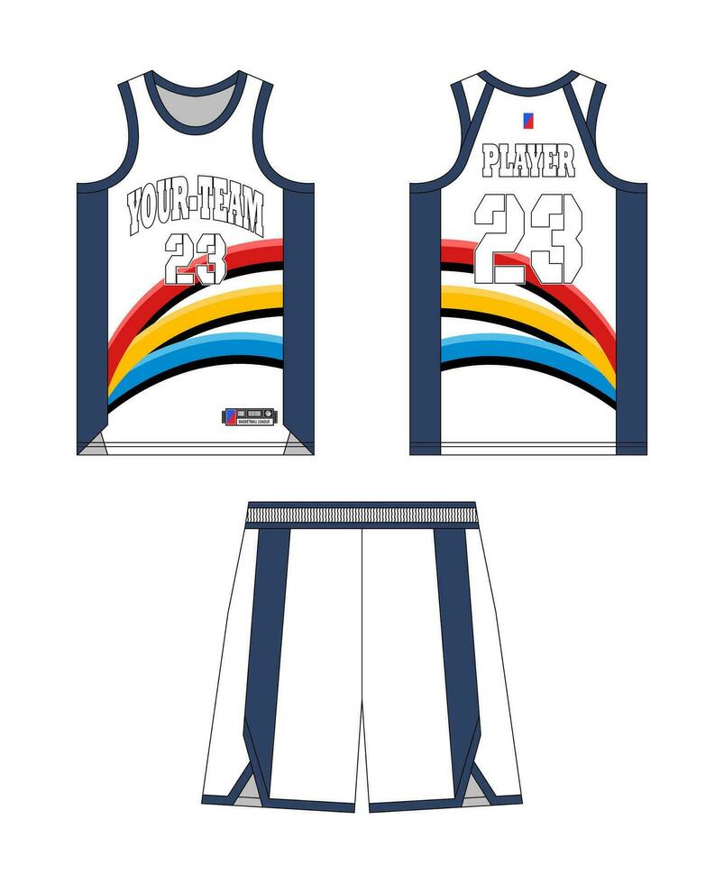 Basketball Jersey Vorlage Design, Basketball Uniform Attrappe, Lehrmodell, Simulation Design, Vektor Sublimation Sport bekleidung Design, Jersey Basketball Ideen.