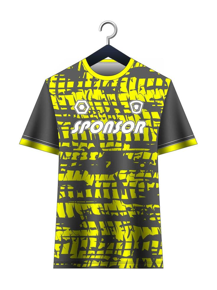 Fußball Jersey Attrappe, Lehrmodell, Simulation zum Fußball Verein. Vektor Sublimation Sport bekleidung Design. Uniform Vorderseite Aussicht Vorlagen Fußball Jersey. Jersey Design Ideen.