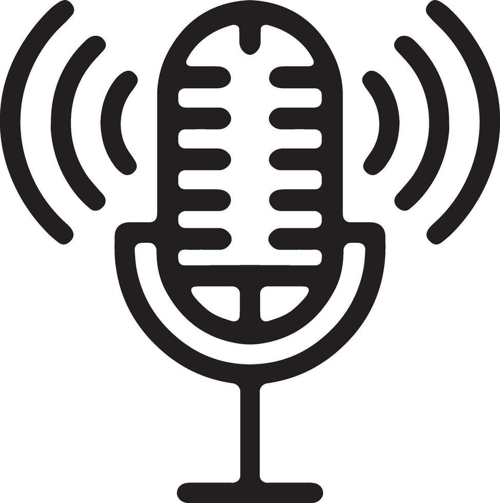 professionell mikrofon och audio inspelning enhet ikon isolerat på vit bakgrund för podcasting och Tal vektor