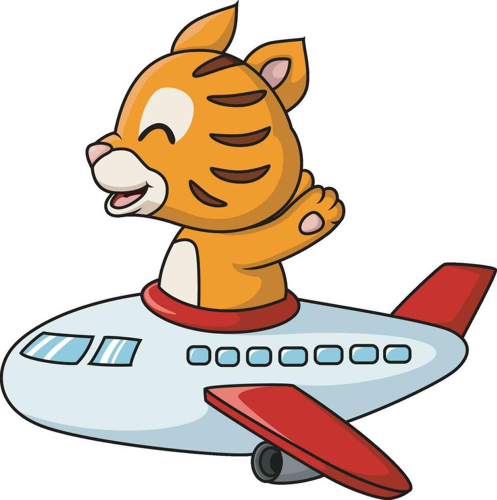 süß Katze Karikatur fliegend auf Flugzeug vektor