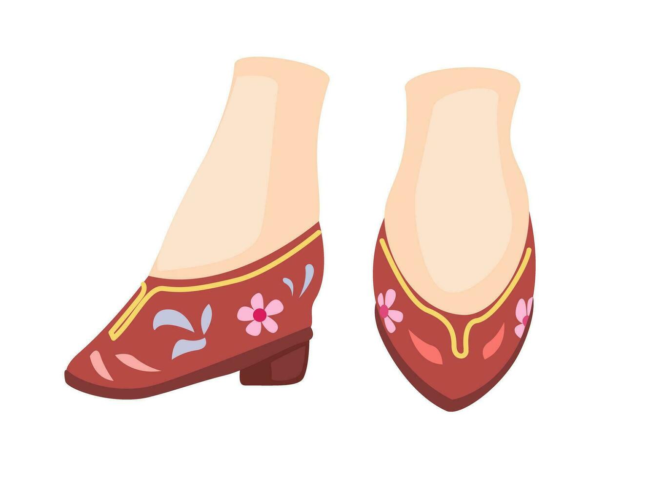 Chinesisch Frau traditionell Schuhe Symbol Karikatur Illustration Vektor