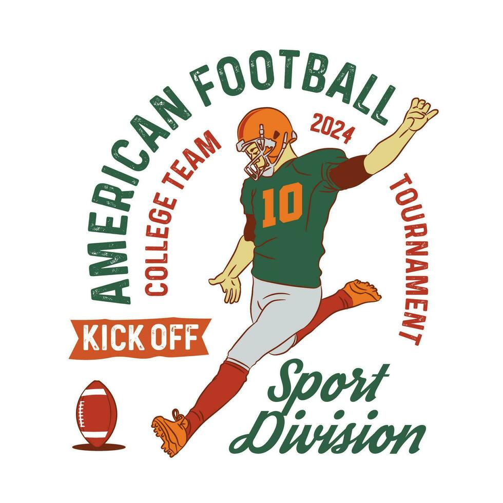 amerikanisch Fußball Sport Vektor Illustration im retro Stil Design, perfekt zum t Hemd Design und Verein Logo