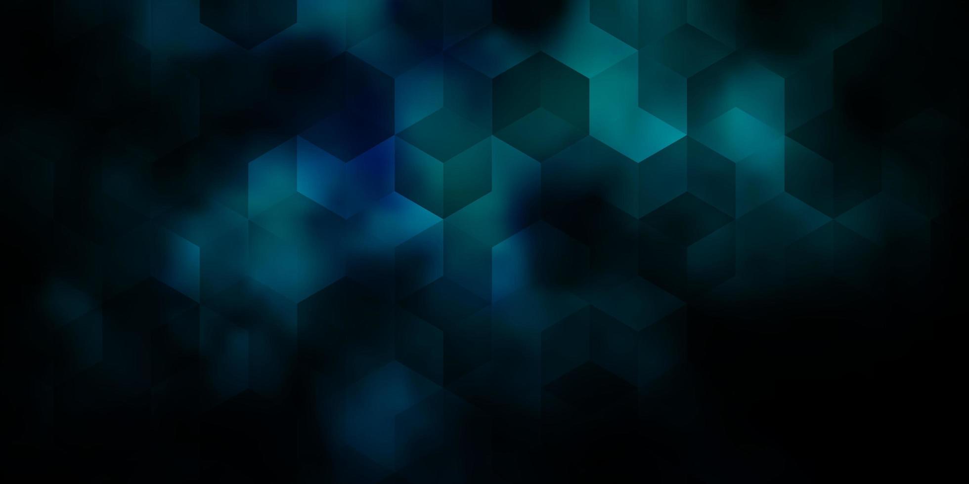 mörkblå vektorbakgrund med uppsättning hexagoner. vektor