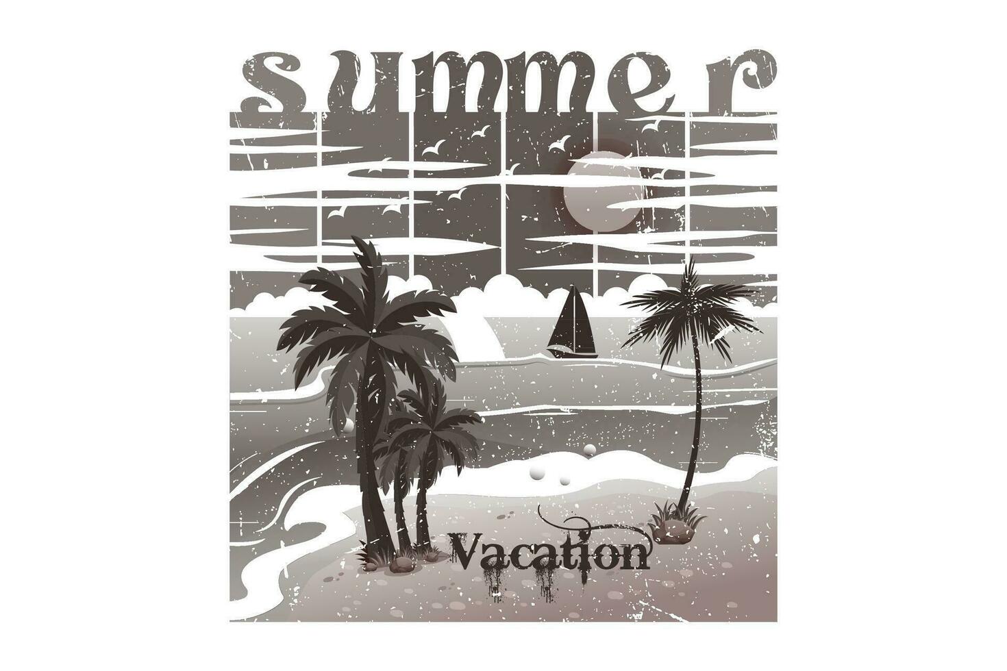 sommar semester strand t skjorta skriva ut illustration vektor