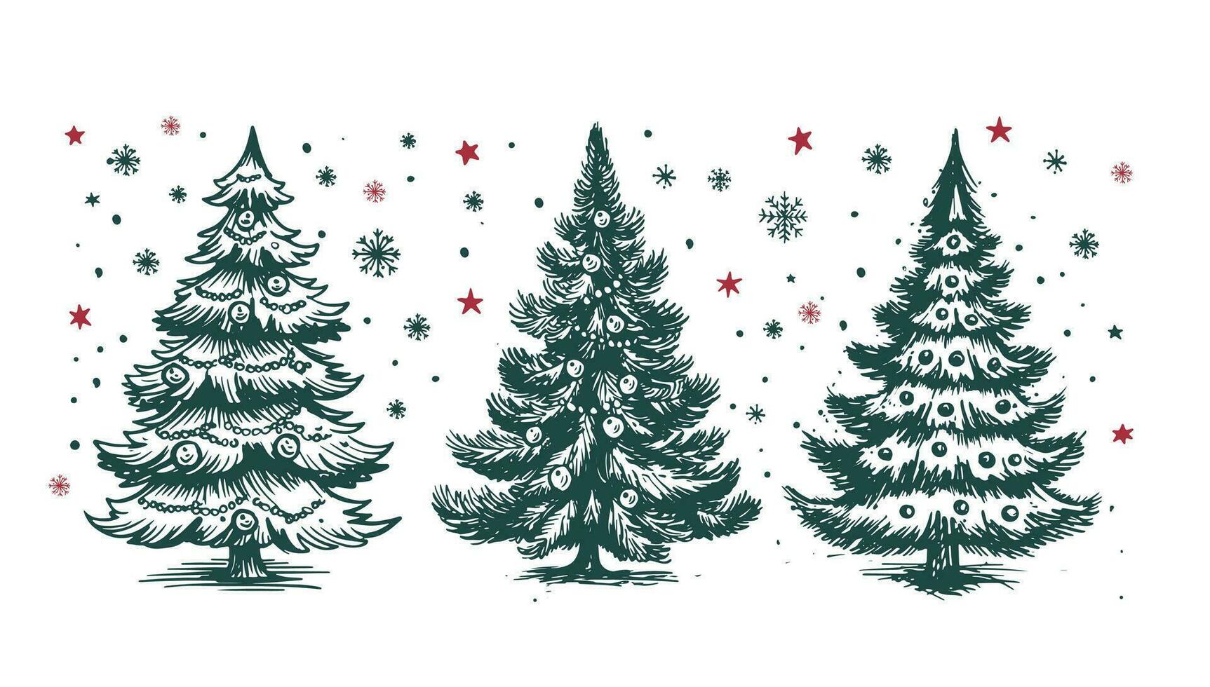 Weihnachten Baum einstellen Hand gezeichnet Illustration vektor