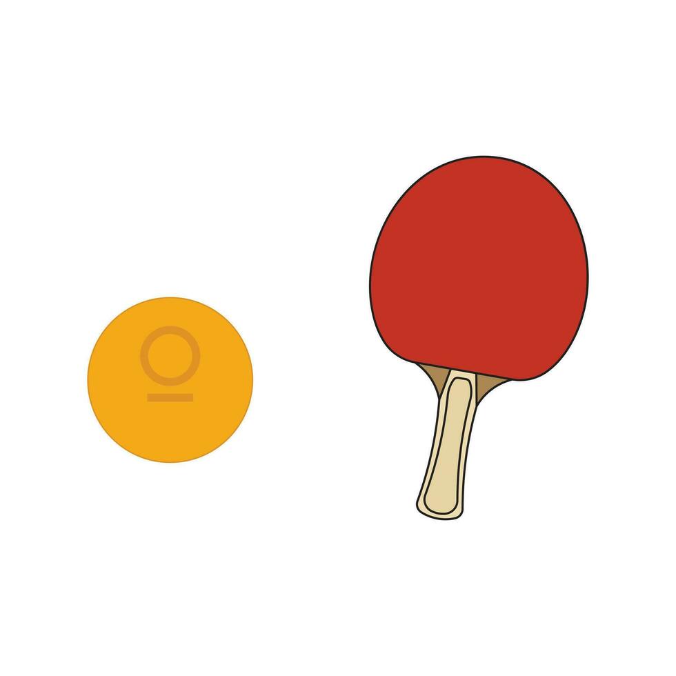 tecknad serie vektor illustration tabell tennis racket och boll sport ikon isolerat på vit bakgrund