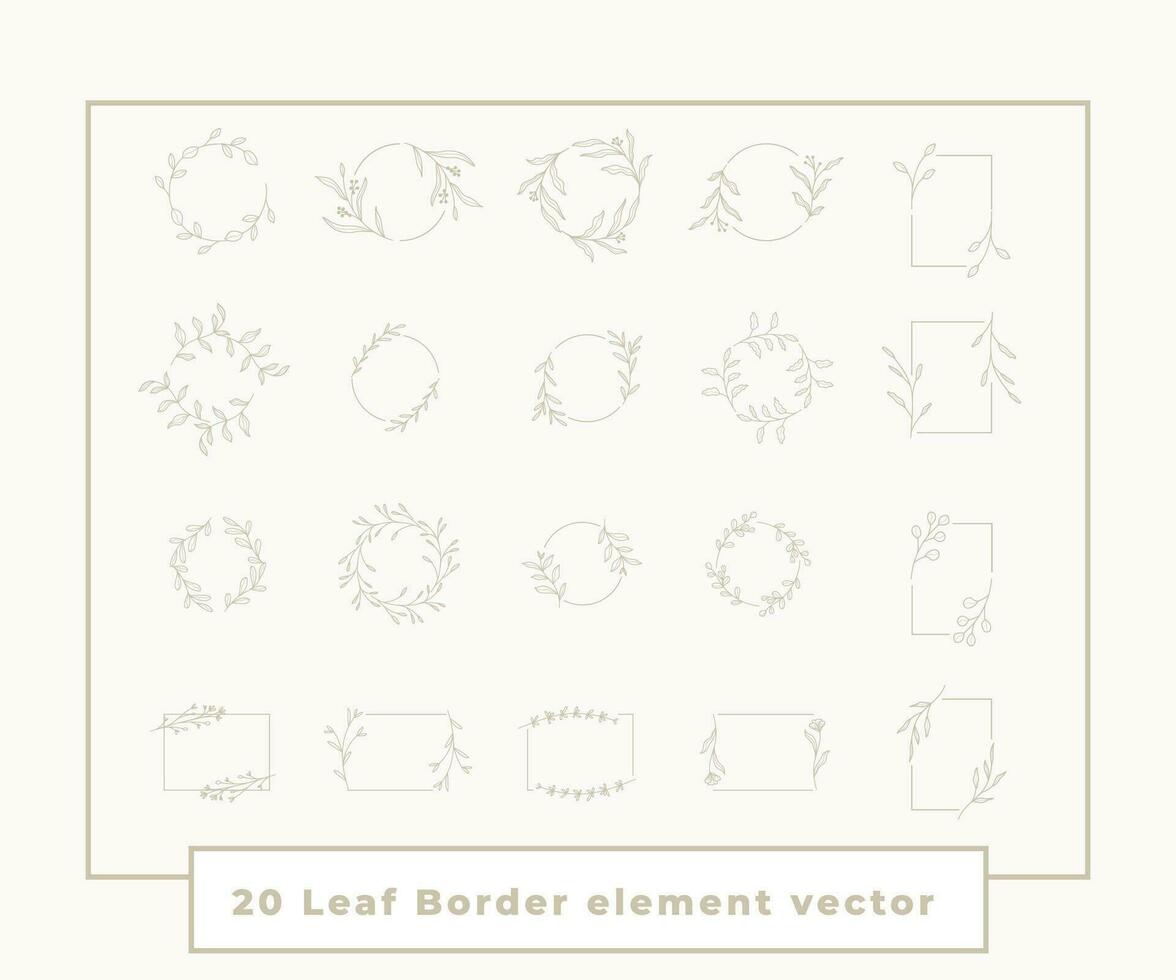 samling gräns löv dekoration vektor