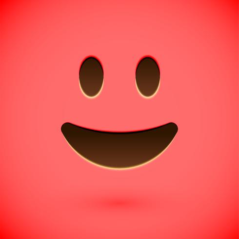 Röd realistisk uttryckssymbol smiley ansikte, vektor illustration