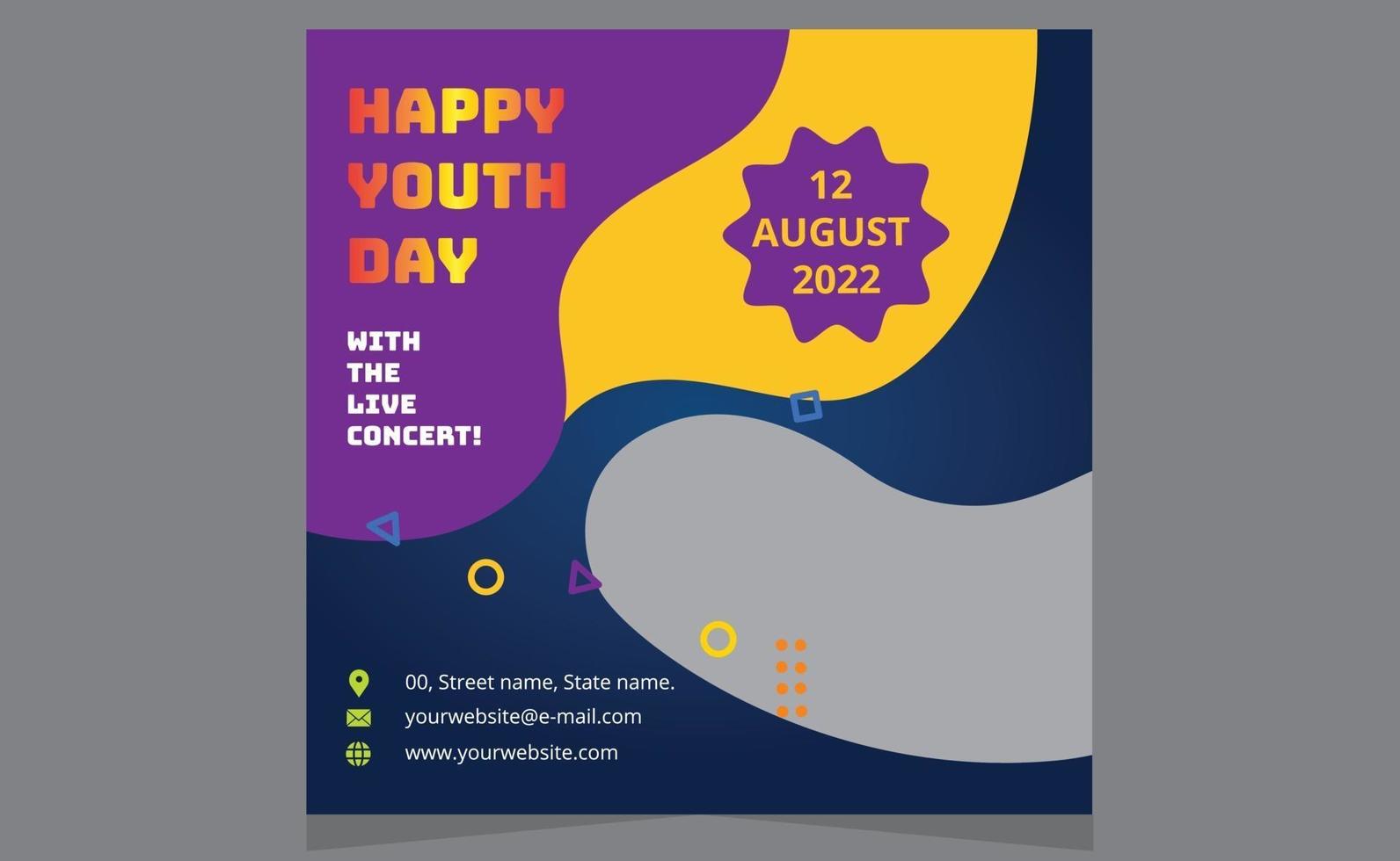 Happy Youth Day moderne Party Social Media Storys Designvorlagen. vektor