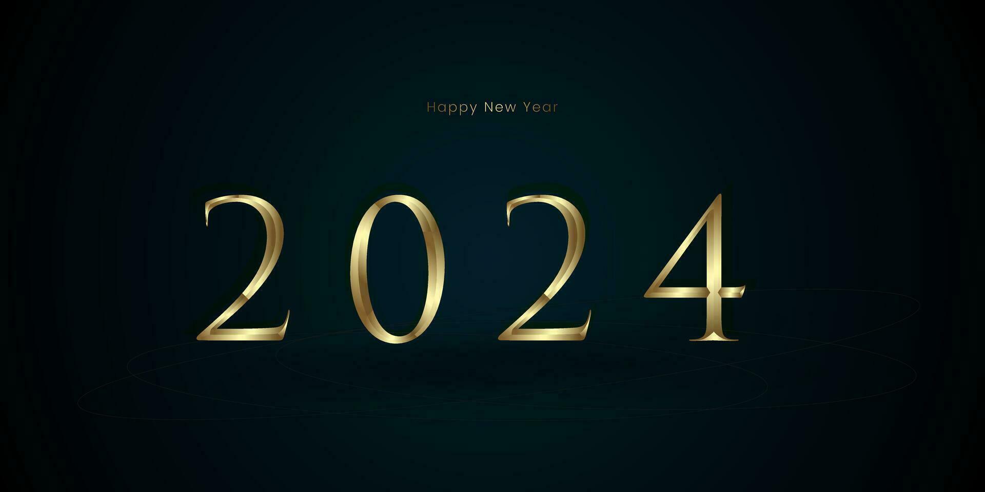 Luxus und elegant 2024 glücklich Neu Jahr Konzept, glücklich Neu Jahr 2024, ein Prämie 2024 Neu Jahr feiern Banner Vorlage vektor