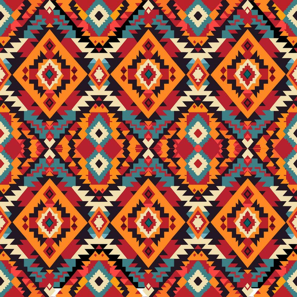 ethnisch abstrakt Ikat Muster. nahtlos Muster im Stammes-, Volk Stickerei, Mexikaner Stil. aztekisch geometrisch Kunst Ornament Druckdesign zum Teppich, Hintergrund, Kleidung, Verpackung, Stoff, Abdeckung, Textil- vektor