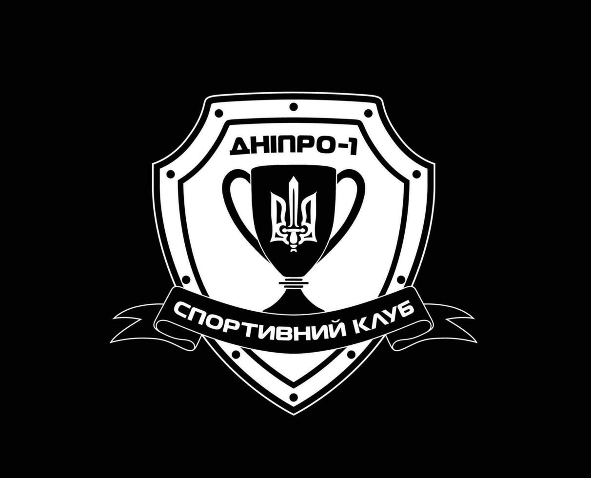 dnipro klubb logotyp symbol vit ukraina liga fotboll abstrakt design vektor illustration med svart bakgrund