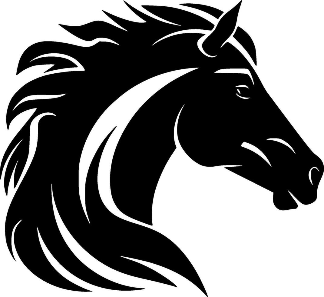 häst, svart och vit vektor illustration