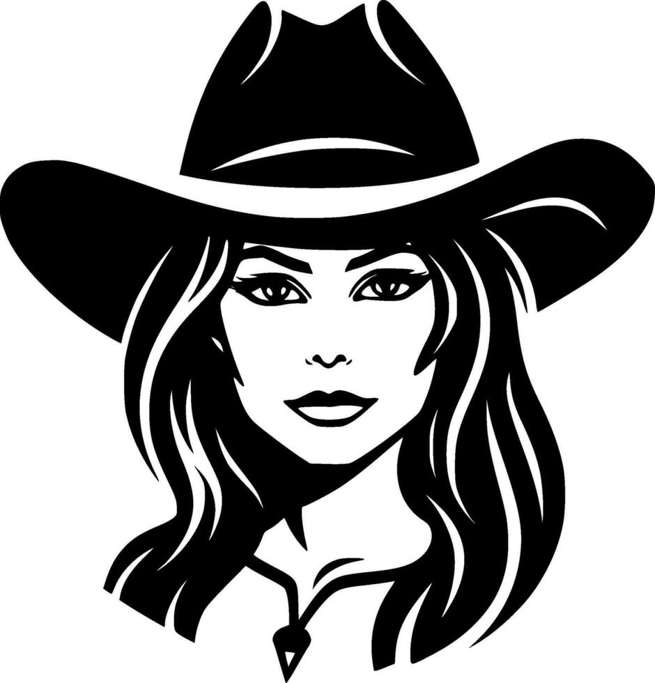 cowgirl, minimalistisk och enkel silhuett - vektor illustration