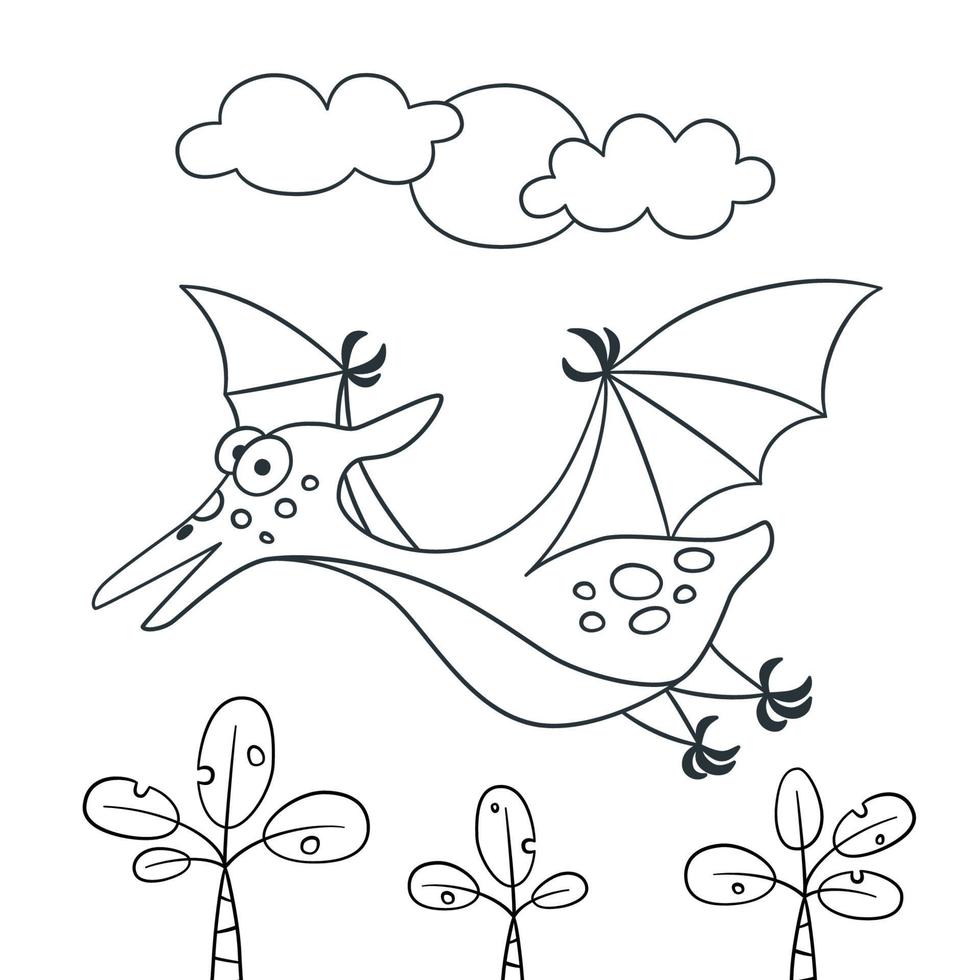 söt dinosaurie. dino pterodactyl. vektor illustration