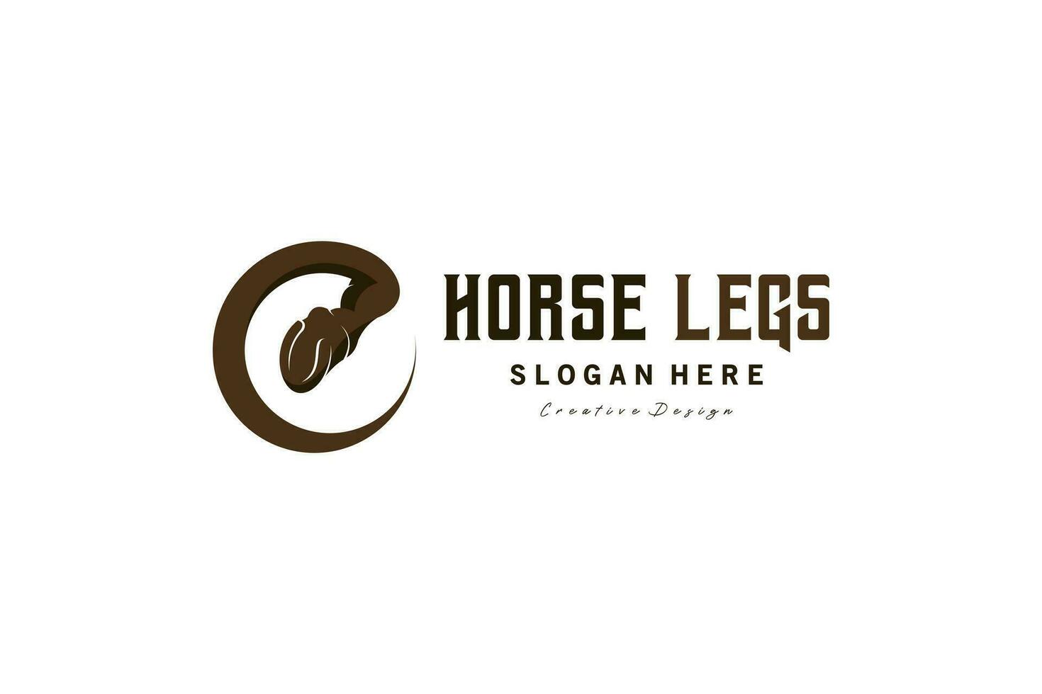 vektor häst hov häl form brev e eller c för logotyp design av häst sko vård eller service