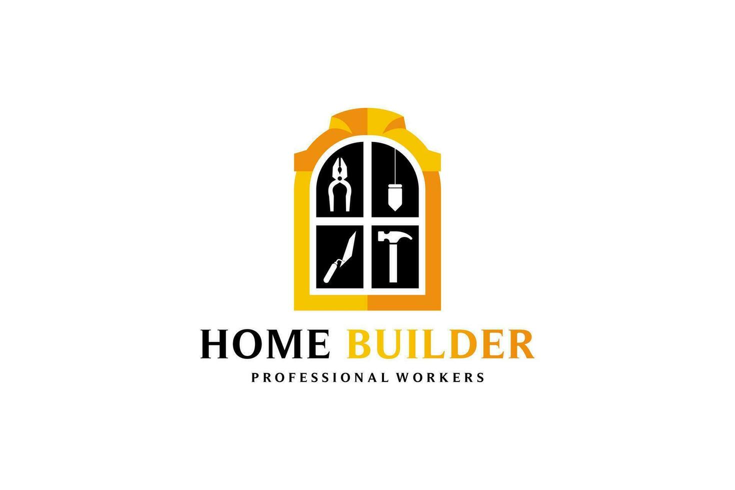 modern Haus und Gebäude Reparatur oder Konstruktion Arbeiter Logo Design vektor