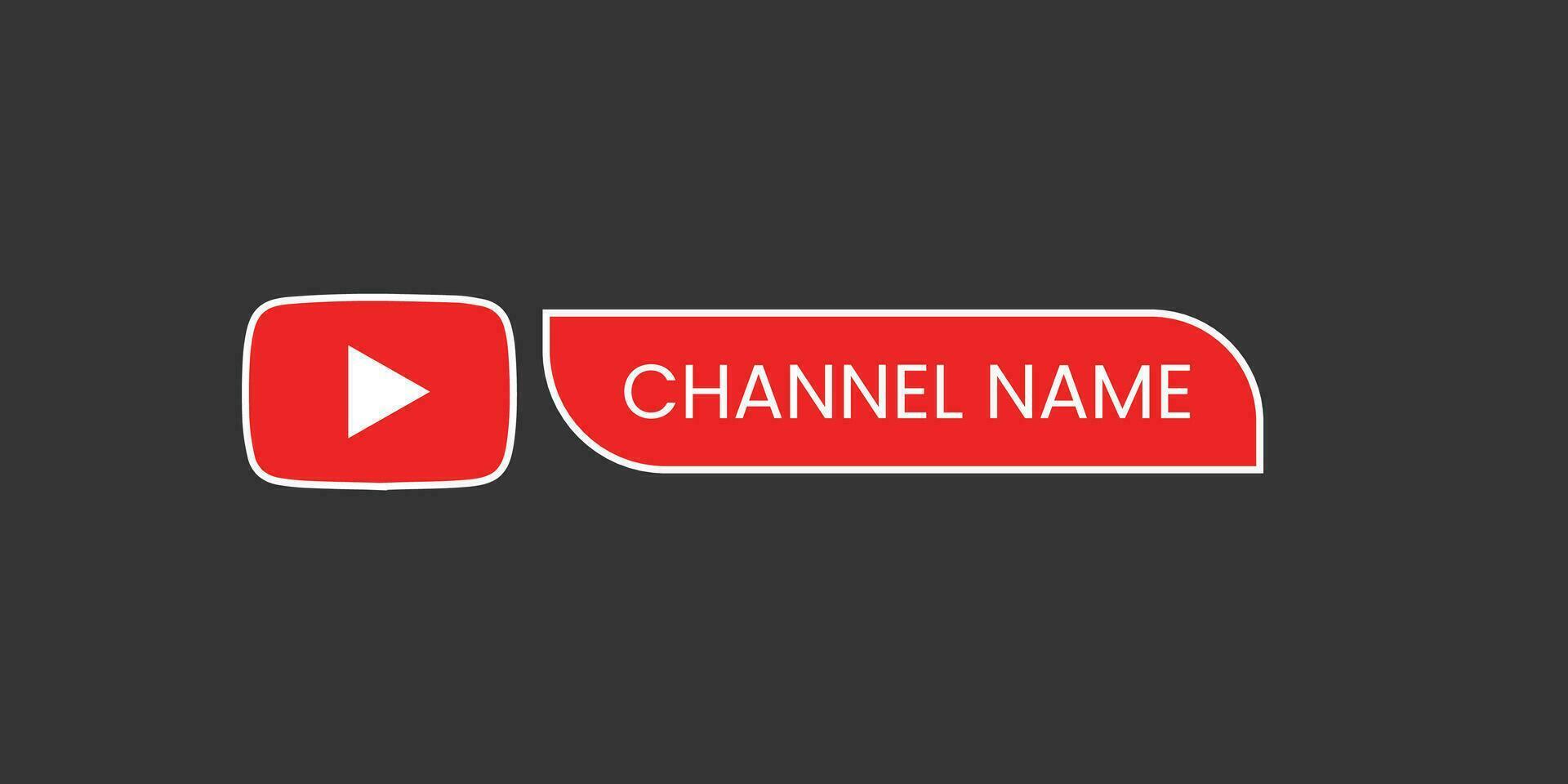 Youtube Kanal Name niedriger dritte. rot Übertragung Banner zum Video auf schwarz Hintergrund. Vektor Illustration