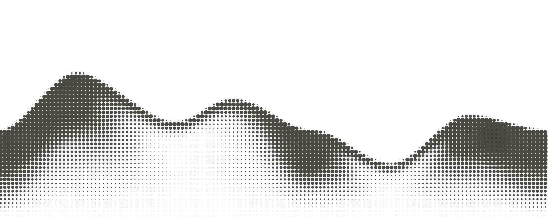 prickad berg abstrakt mönster. vektor halvton räckvidd. svart och vit lutning illustration. grunge tonad landskap.