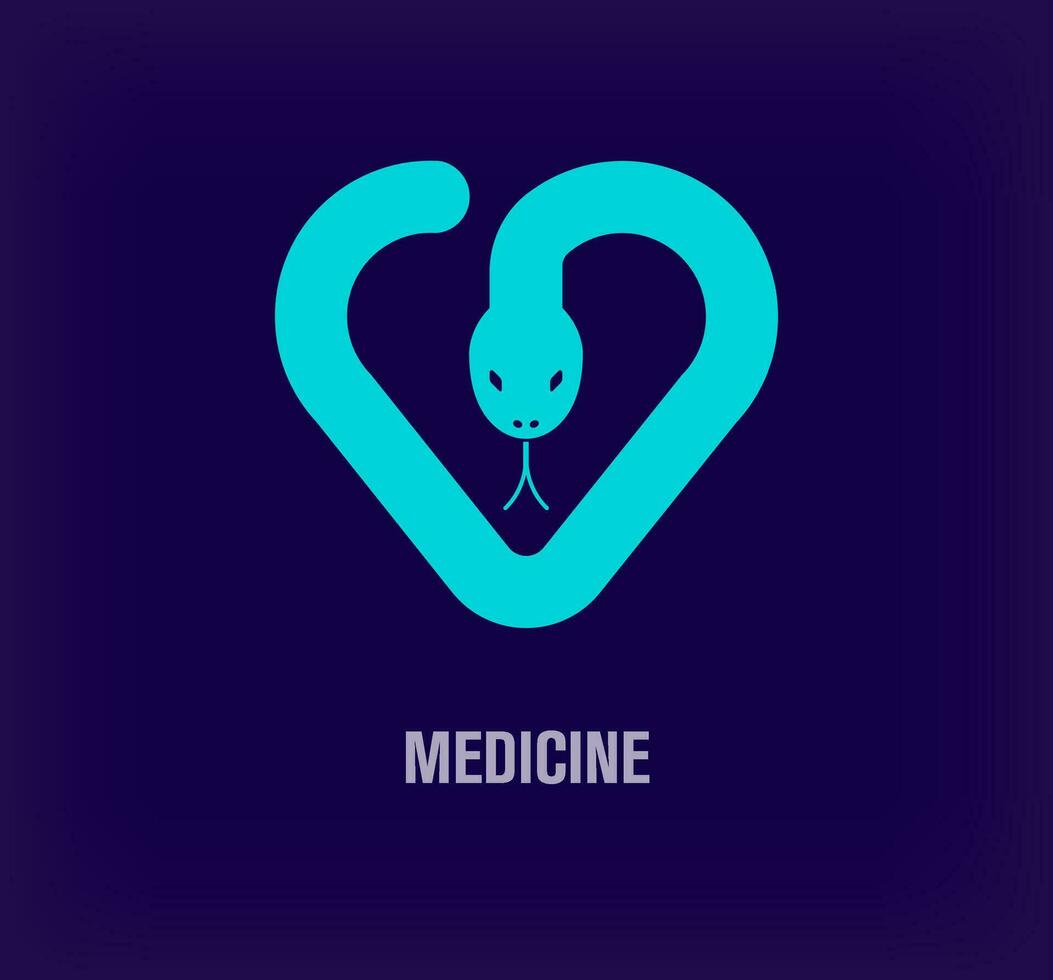 kreativ hälsa orm logotyp inuti hjärta tecken. hälsa klinik företags- logotyp mall. vektor