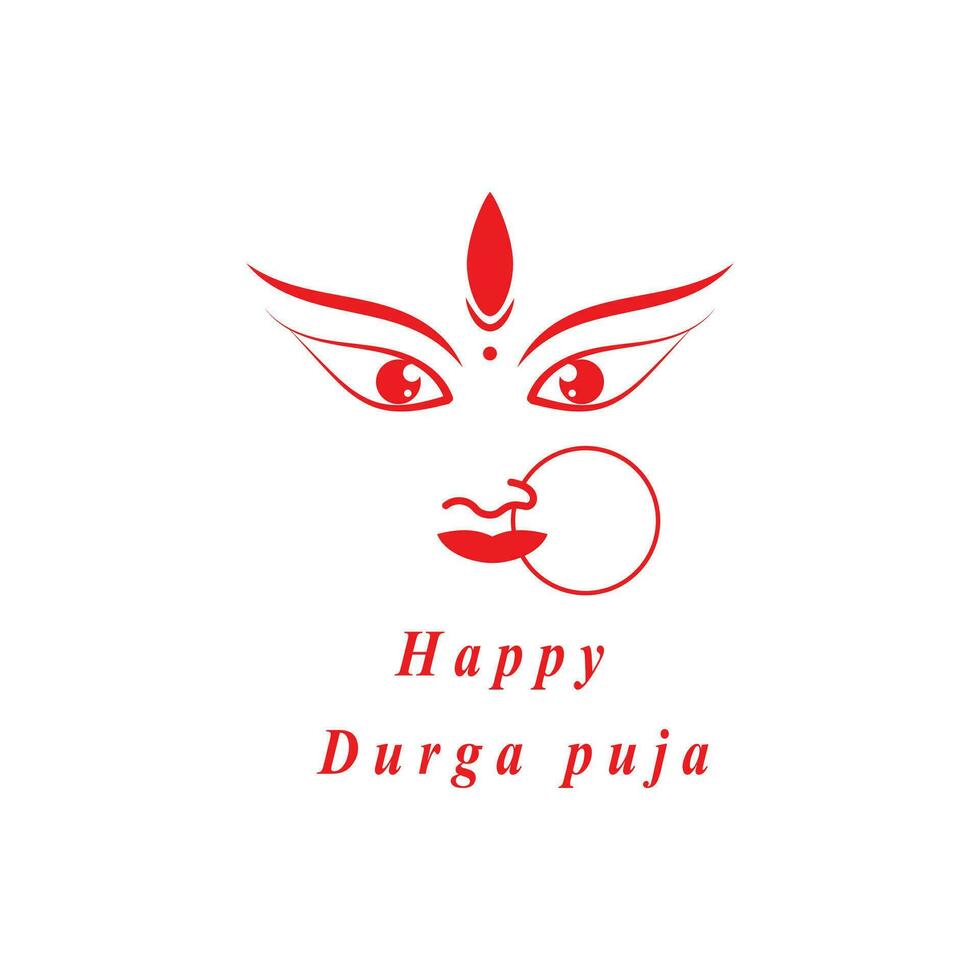 durga shakti, de gudinna av kraft, är avbildad i röd på en vit bakgrund vektor
