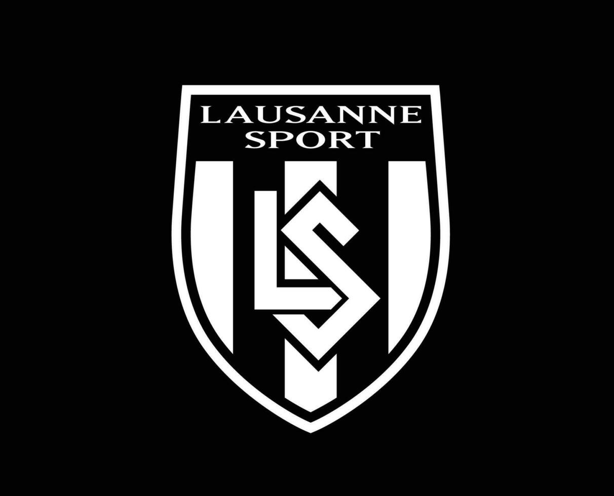 lausanne sport klubb logotyp symbol vit schweiz liga fotboll abstrakt design vektor illustration med svart bakgrund