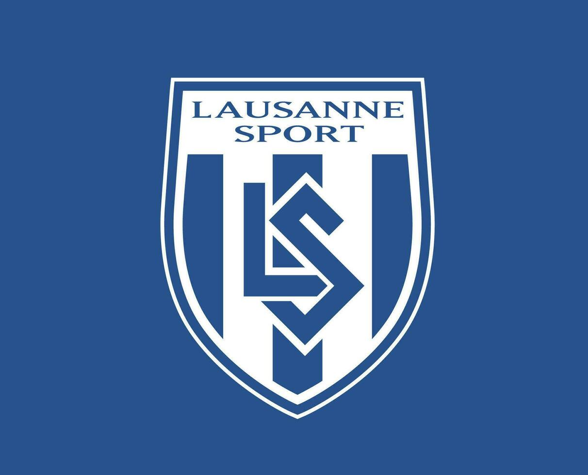 lausanne sport klubb logotyp symbol schweiz liga fotboll abstrakt design vektor illustration med blå bakgrund