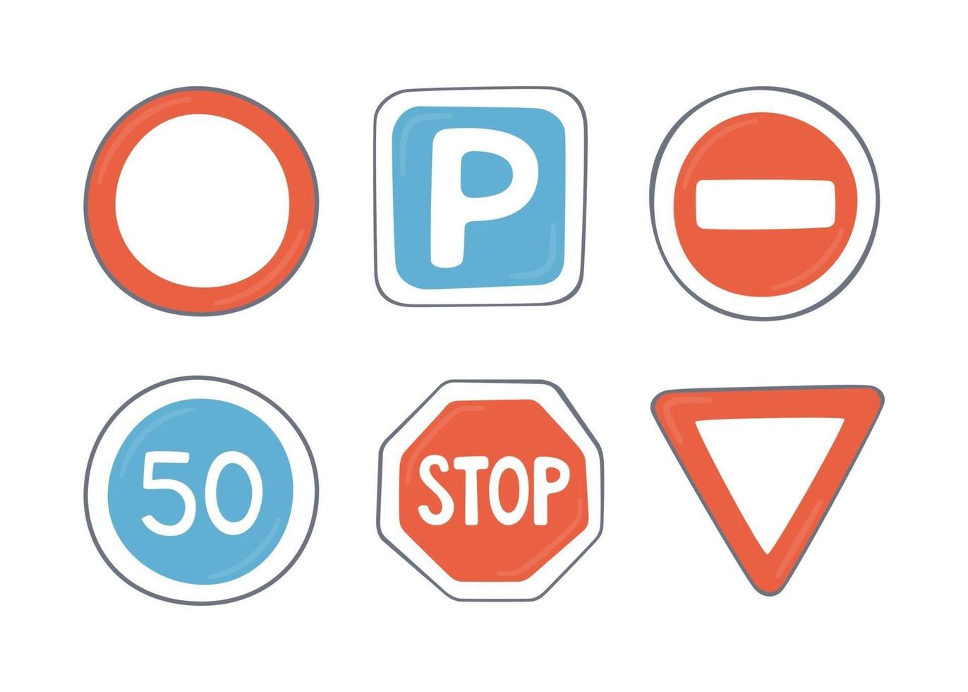 Reihe von Verkehrszeichen. Verkehrssymbole vektor