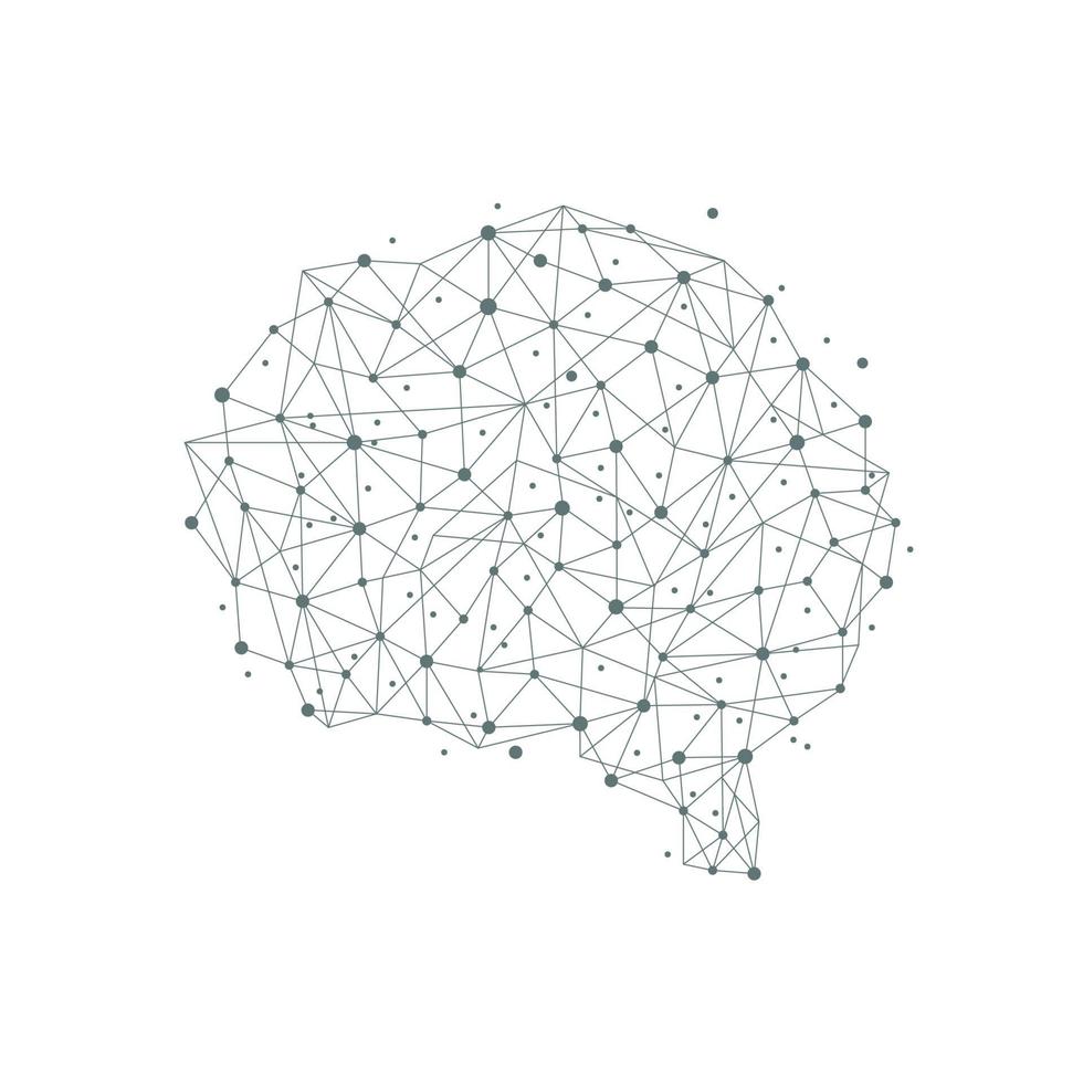 menschliches Gehirn aus Knoten und Verbindungen als Symbol des Denkens vektor