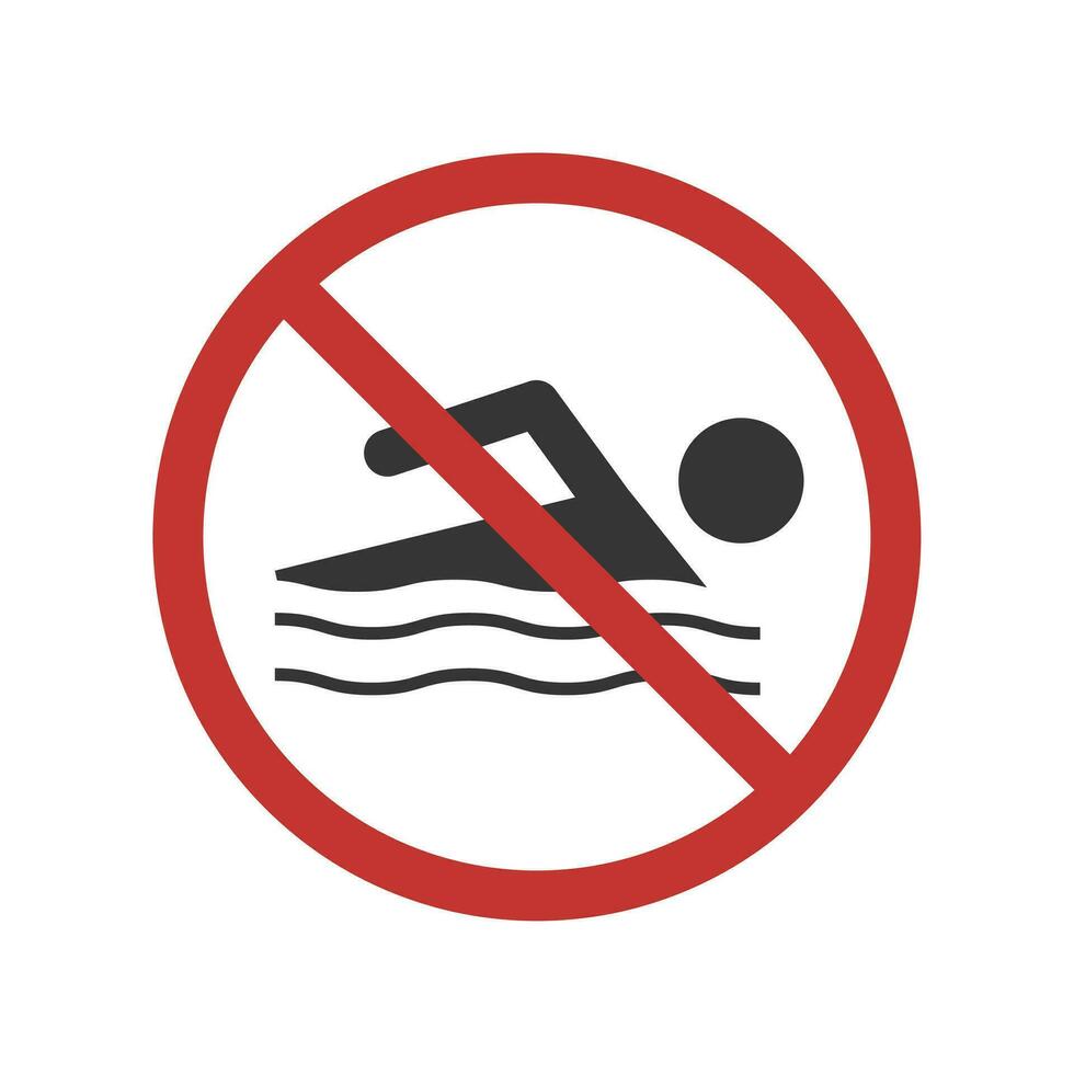 Nej simning tecken. varning baner. vektor
